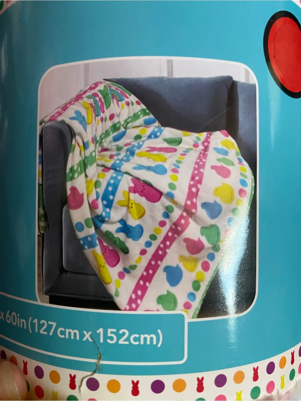 Colorful Bunny Print Fleece Throw Blanket NWT